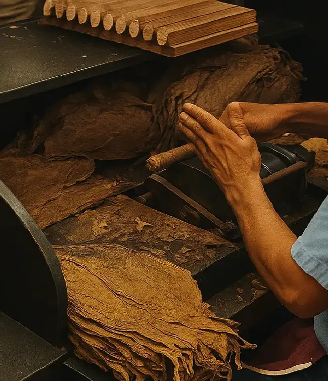 A LATAM PREMIUMS master roller crafting cigars by hand, preserving the artisanal heritage of premium cigar-making.